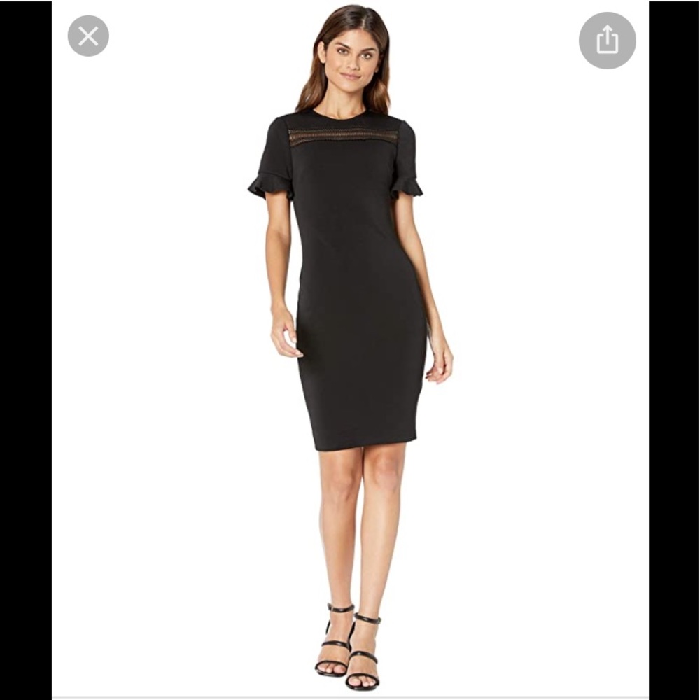 Ted Baker Livsia Lace Panel Black Pencil Dress size 5 UK, 14 US